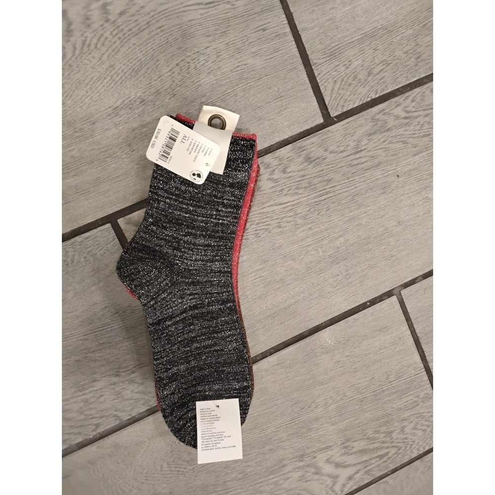 Free People Desert Disco Metallic Glitter Crew Socks 3 Pack Black Pink Brown NEW